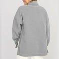 thumbnail image 5 of Lovskoo Women's Fleece Sweatshirt Button Front Long Sleeve Solid Color Stand Collar Zipper Faux Shearling Pullover Tops Sweatshirt Gray, 5 of 9