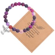FANN Beaded Bracelet Comfort Gift Condolence Gifts Memorial Loss of Son Sympathy Set Card Purple Stone Paper Lovers Child