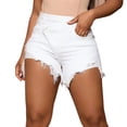 thumbnail image 2 of adaychics High Waisted Jean Shorts Crossover Frayed Hems Jean Shorts Trendy Casual Jorts for Everyday Wear, 2 of 7