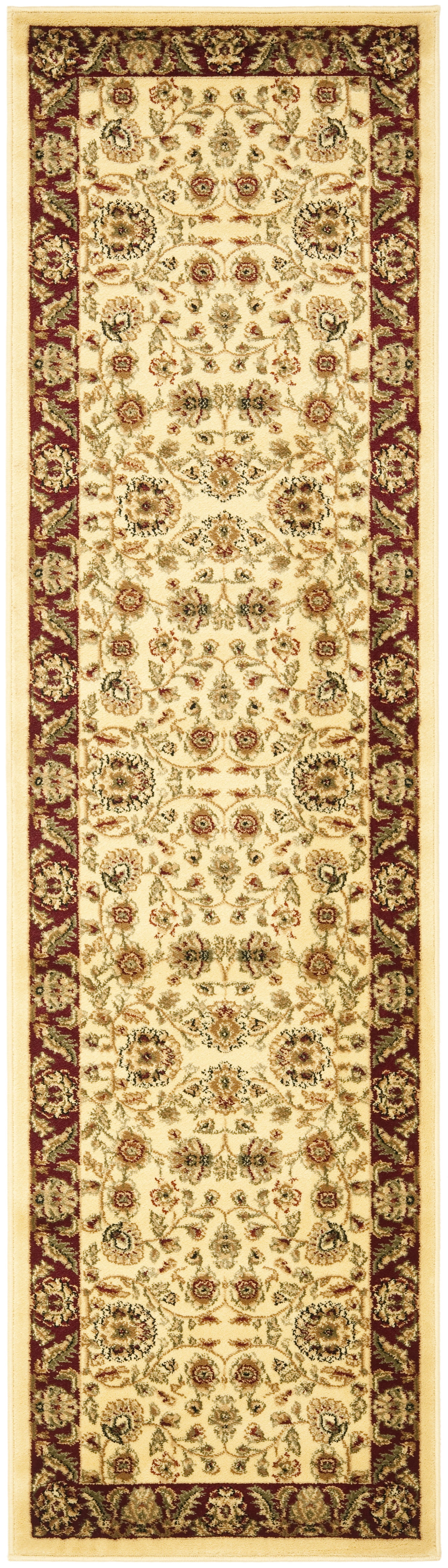 SAFAVIEH Lyndhurst Lillian Traditional Floral Runner Rug, Ivory/Red, 2'3" x 14'