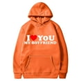 thumbnail image 2 of Jacenvly Valentine'S Day Gifts for Boyfriend Long Sleeve Shirts Heart Pattern Hooded Casual Trendy I Love You My Boyfriend Valentine'S Day Couple Hooded Fleece Pocket Sweater Coat Orange, 2 of 4