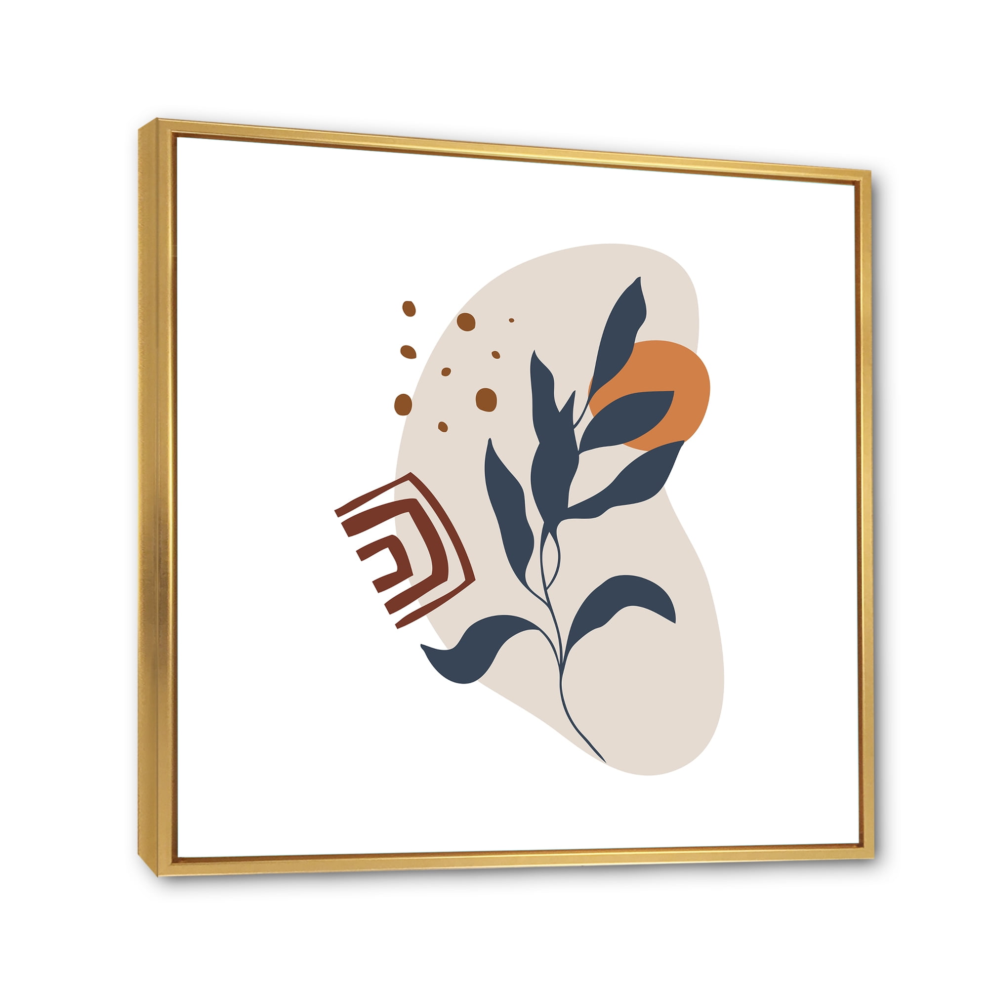 Designart 'Abstract Minimal Shapes Under Flowers VII' Modern Framed Canvas Wall Art Print