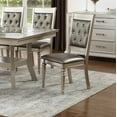 thumbnail image 6 of Traditional Formal Dining Table w Shelf 6x Side Chairs Tufted Back Seats Upholstered Kitching 7pc Silver Dining Room Furniture, 6 of 7