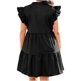 thumbnail image 4 of Plus Size Women V-neck Short Sleeve A Line Ruffle Mini Dress, 4 of 6