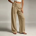 thumbnail image 6 of Zedker Wide Leg Pants for Womens 100% Cotton Linen Low Rise Pants Baggy Lightweight Flowy Palazzo Trousers 2026 Summer Beach Vacation Clothes with Pockets Army Green L, 6 of 8