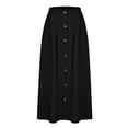 thumbnail image 5 of pstuiky Women's Skirts, Women High Waist Solid Color Elastic Waistedsummer Skirt Fold Midi Length Button a Line Skirt for Casual Office Wear Summer Skirt Up to 50% off Bronze XL, 5 of 5