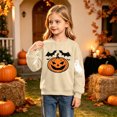 thumbnail image 5 of Qzwdhjm Girls Halloween Sweatshirt Cute Ghost Printed Crewneck Sweatshirts Long Sleeve Fleece Lined Pullover Tops for Halloween Party 2-15Y, 5 of 9