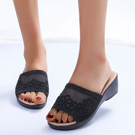 

HIBRO Fashion Women s Casual Shoes Breathable Wedge Heel Outdoor Leisure Slippers