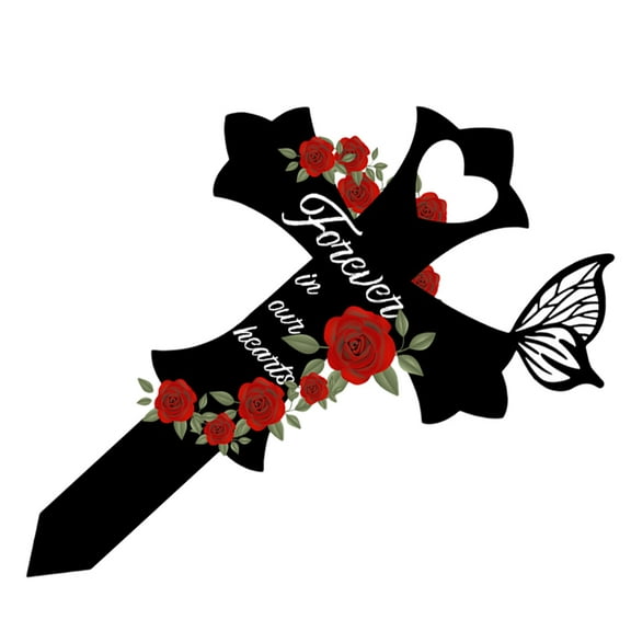 Hytrove Cemetery Decorations Cross 1Pcs 9.8x6.9x0.04In