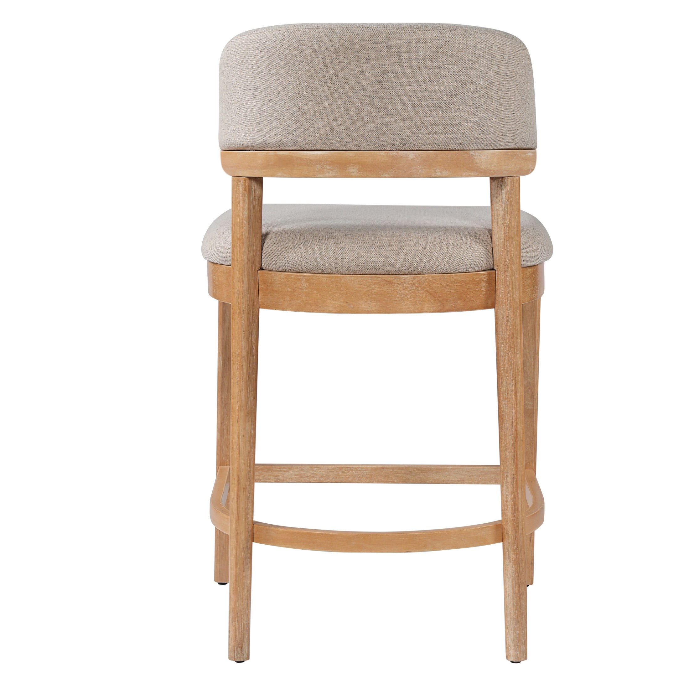 Christopher Knight Home Mid-Century Curved Back Counter Stools with Beige Upholstery, Natural, Set of 2