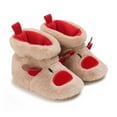 thumbnail image 3 of Zwiiyzr Christmas Baby Walking Shoes Baby Boys Girls Slippers Cozy Fleece Booties Soft Bottom Warm Cartoon Socks Newborn Crib Shoes Khaki, 3 of 4