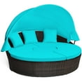thumbnail image 1 of Pemberly Row Lit de Jour en Rotin pour Patio avec Coussins, Sofa, Dessus de Table, Auvent, Turquoise, 1 of 8