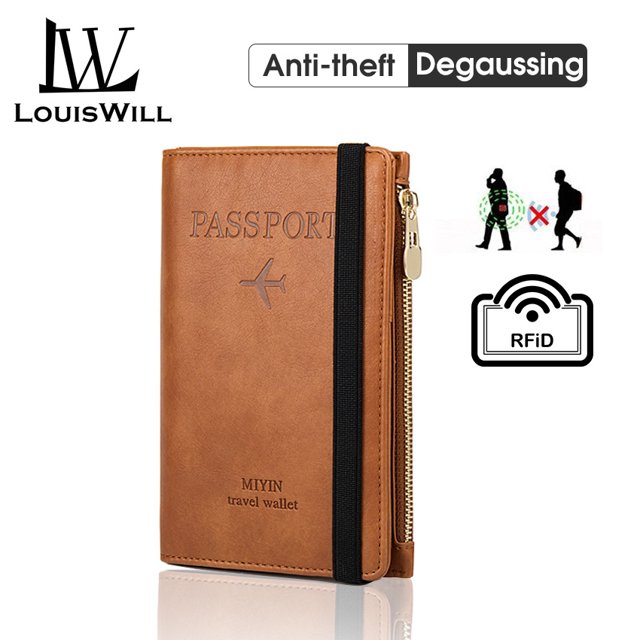 LouisWill Multifunción Pasaporte Titular RFID Moda Cubierta Esmerilada PU Bolsa De Viaje Cartera De Billetes Document Organizer Card Case Con Cremallera Para Hombres Y Mujeres