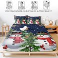 thumbnail image 5 of Full Size Fitted Sheet Set - Navy Blue Snowman Christmas 3 Piece Bedding Sets 16" Deep Pocket Fitted Sheet with 2 Pillowcases, Xmas Tree Snowflake Winter Birds Brushed Microfiber Hotel Bed Sheets, 5 of 9