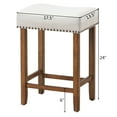 thumbnail image 2 of Costway Set of 2 Nailhead Saddle Bar Stools 24'' Height w/ Fabric Seat & Wood Legs Beige, 2 of 10