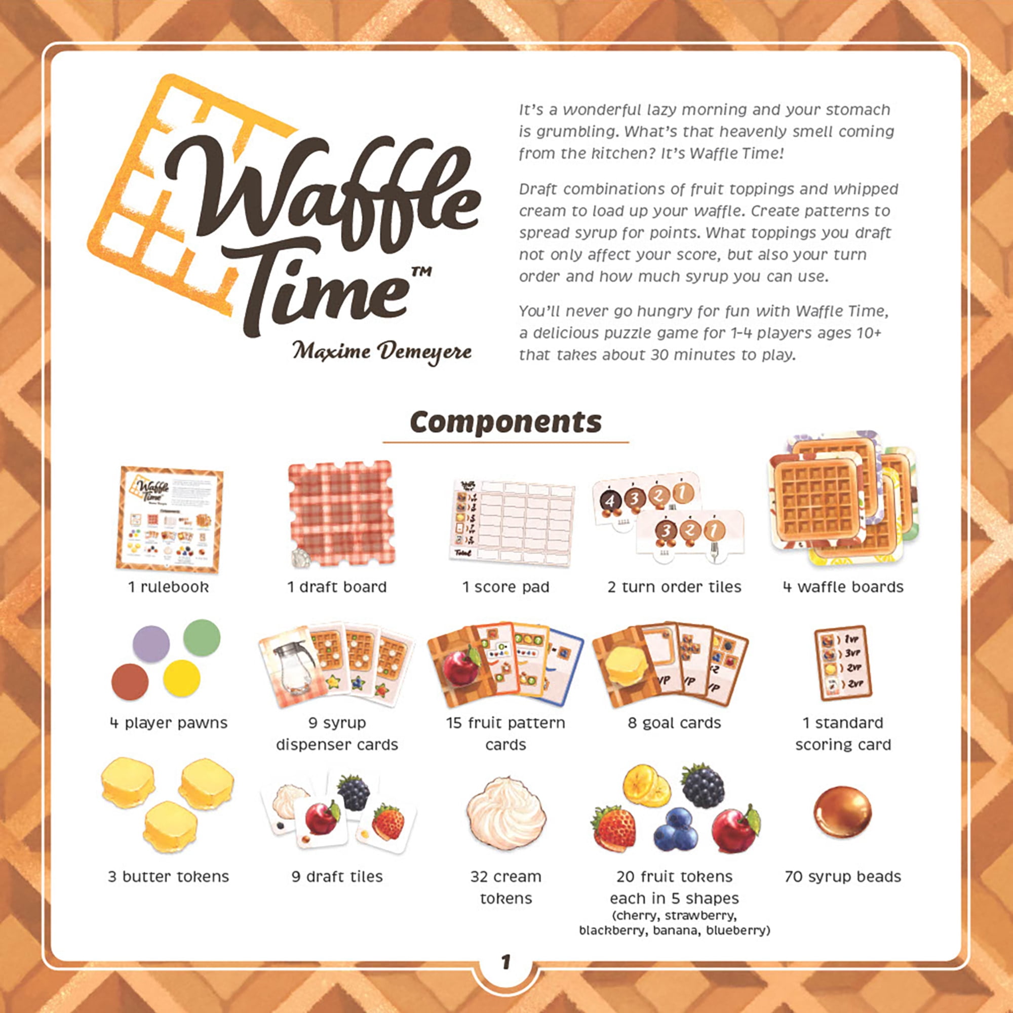 Waffle Time - Tile Placement Game, Pattern Building, Alderac Entertainment Group (AEG), Ages 10+, 1-4 players, 30 MIn