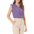 thumbnail image 6 of Allegra K Women's Ruffled Sleeveless Pullover V- Neck Work Blouses Tops, 6 of 8