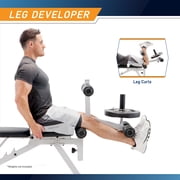Marcy Foldable and Adjustable Weight Bench with Leg Extension, White/Black