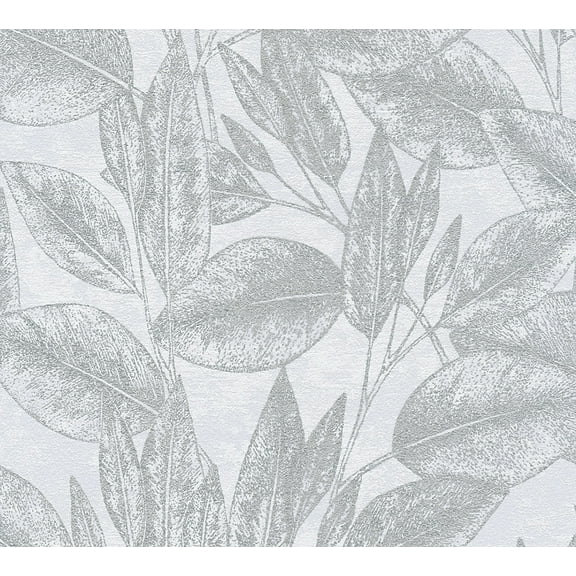 Advantage Suki Silver Leaves Wallpaper, 20.9-in by 33-ft, 57.48 sq. ft.