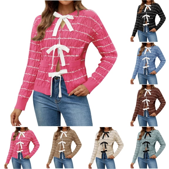 Women's Floral Print V Neck Long Sleeve Pullover Sweater Knit Top, Warm Soft Loose Fit Casual Fashion Tunic for Fall Winter Holiday Season | CSEONE,Army Green XL