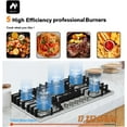 thumbnail image 4 of Gas Cooktop, 36 inch Bulit-in Gas Stove Top with 5 Burner,Five Burner Propane Cooktop with Thermocouple Protection, Stainless Steel, 4 of 8