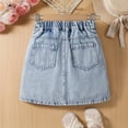 thumbnail image 6 of XAOFW Girl's Skirts Solid Color Elastic Waist Kids Daily Wear Comfort Fit A Line Denim Skirt Outdoor Activities Versatile Cozy Skirts, 6 of 8