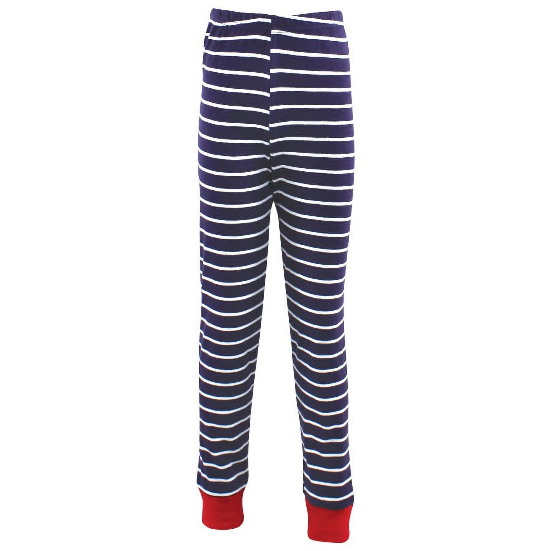 Hudson Baby Infant and Toddler Cotton Pajama Set, Navy Stripe Red, 3 Toddler