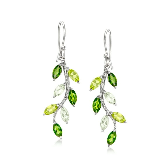 Ross-Simons 3.50 ct. t.w. Multi-Gemstone Vine Drop Earrings in Sterling Silver, Women's, Adult