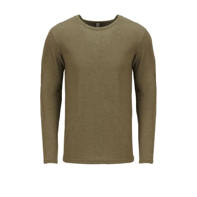 Next Level - Camiseta de manga larga Tri-Blend cuello redondo para adultos unisex (Verde Militar)