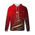 thumbnail image 4 of SERTG Men's Christmas Print Hooded Sweatshirt Long Sleeve Fashion Drawstring Front Pockets Stylish Casual Holiday Gifts Men's Tops(Red,2XL), 4 of 5