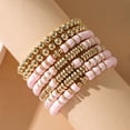 thumbnail image 4 of AEXTO Heishi Clay Bead Bracelets for Women Bohemian Stackable Gold Beaded Stretch Bracelets Elastic Layering Friendship Bracelets Set Boho Jewelry, 4 of 11