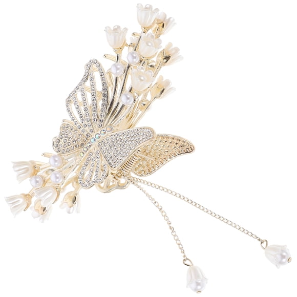Shisuyan Hair Clip For Women Butterfly Shape Hair Clip Claw Pearl Hair Decor Accessory