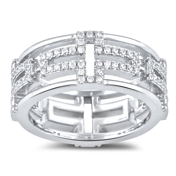 SilverCloseOut Sterling Silver Cross Eternity Cz Ring