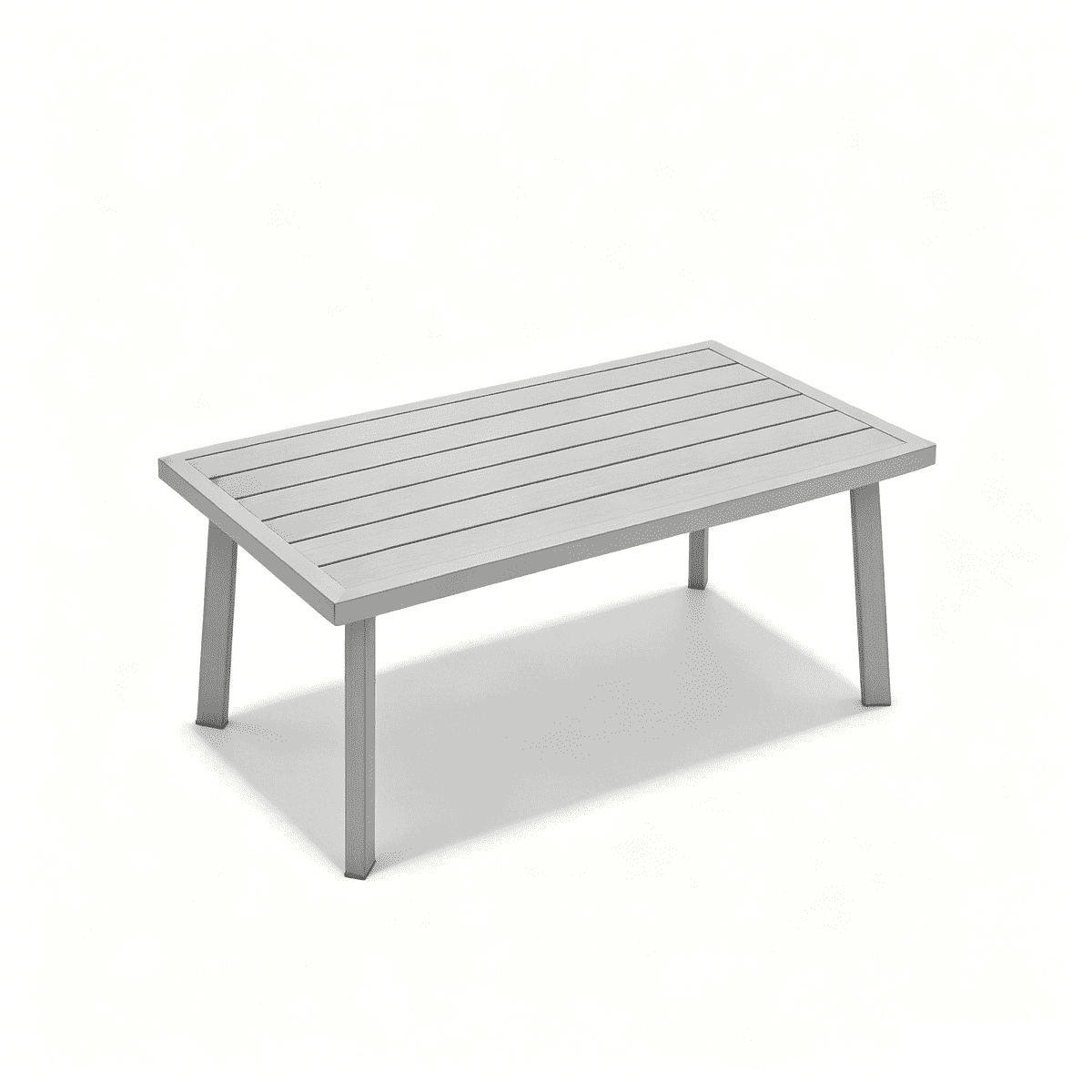 35 in Patio Rectangle Coffee Table with Wood Grain Texture, Gray