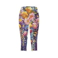 thumbnail image 3 of DDAPJ pyju Womens Summer Floral Capris Buttery Soft Capri Leggings High Waisted Stretch Yoga Running Pants Lightweight Casual Milk Silk Legging Clearance Sale of Today Purple XXL, 3 of 5