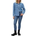 thumbnail image 2 of BLUSA CHIC para Mujeres de Mezclilla con Mangas Largas Abullonadas y Botones, Camisa con Bolsillo, Top Casual de Jeans M Azul, 2 of 6