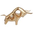 thumbnail image 2 of Golden Bull Figurine, Resin Chinese Feng Shui Ox Statue Bull Sculpture Ornaments Wealth Good Luck Sculpture Handmade Hollow Resin Artware Lucky Home Decorations, 2 of 9