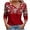 #0031-Wine, variant on Uootdi Long Sleeve Shirts for Women Floral Print Asymmetrical V Neck Fall Tops Gift Retro Button T-Shirt Loose Fit Dressy Work Clo