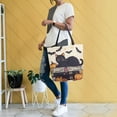 thumbnail image 4 of FORMRS Womens Canvas Tote Bag with Zipper Inner Pocket Shoulder Handbag, Halloween Cat, 4 of 7