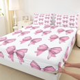 thumbnail image 3 of Homewish Ribbon Bow Knot Twin Sheet Sets,Cartoon Bowtie Twin Fitted Sheet,Pink Bowknot Flat Sheet For Girl,Breathable Home Decor,3 Pieces, 3 of 7