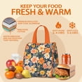 thumbnail image 5 of Pioneer Flower Floral Print Pattern Insulated Lunch Bag for Women & Adults,Large Portable Soft Cooler Lunch Bag,Thermal Food Storage Tote with Pearl Cotton,8.66L,8.75x5.75x9.5 Inch, 5 of 6
