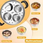 Ihvewuo Egg Poacher Cookware, Stainless Steel Poached Egg Maker Pot, Egg Poaching Pan with 4 Cups, Poached Egg Cooker Pot for Induction Cooktop Gas Cooktop 8.66x7.87x2.68in