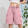 thumbnail image 4 of hlysgo Bermuda Shorts for Women Palazzo Loose Fit Elastic Waist Knee Length Short Y2K Streetwear Casual Short with Pockets Pink,M, 4 of 6