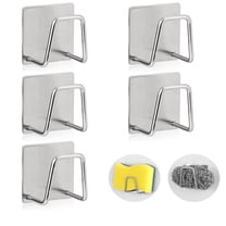 5-Pack Stainless Steel Sponge Holder for Kitchen Sink - Rustproof Brushed SUS304 Sponge Caddy Organizer, Wall/Surface Mount, Drainage Design, Clutter-Free Storage