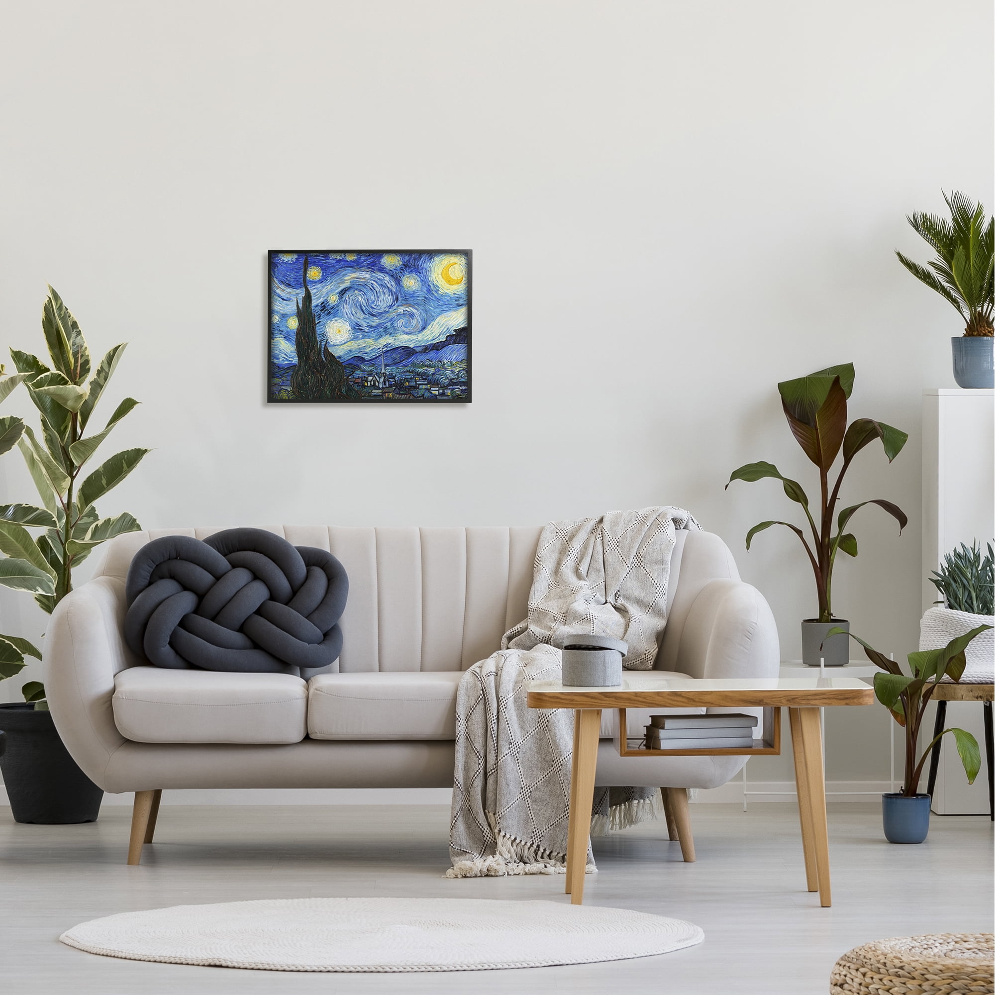 The Stupell Home Decor Collection Van Gogh Starry Night Post Impressionist Painting Framed Giclee Texturized Art