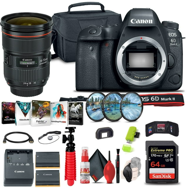Canon EOS 6D Mark II Appareil Photo Reflex Numérique (1897C002) + Objectif Canon EF 24-70mm + Plus (Modèle International)