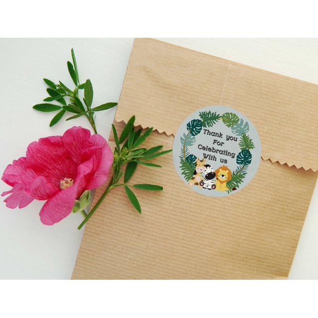 Darling Souvenir MADE WITH LOVEJungle Animal Theme - 2" CustomStickersPremium 80 Self-AdhesiveRoundLabels- Personalized Baby ShowerStickers/RoundEnvelope Seal