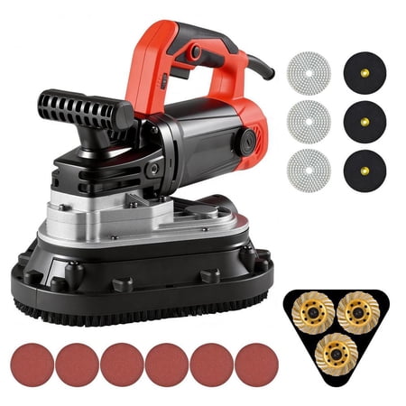3-Head Concrete Grinder 2450W with Vacuum Port Heavy Duty Floor Grinder for Marble Granite Cement 6-Speed Variable Control Planer