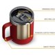 thumbnail image 5 of Taza térmica de acero inoxidable de 12 oz con asa, taza de viaje al vacío de doble pared, vaso con tapa deslizante, color rojo, 5 of 5