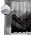 thumbnail image 4 of Geometric Wave Shower Curtain, 66" x 72", Minimalist Grey Golden Mountain Sky Waterproof Bathroom Curtain Washable Shower Curtain Set with 12 Hooks, 4 of 6